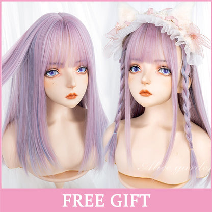 LM? Peruca de cosplay branca ombre de ondas corporais longas, perucas sintéticas resistentes ao calor, perucas Lolita naturais de parte média para mulheresW
