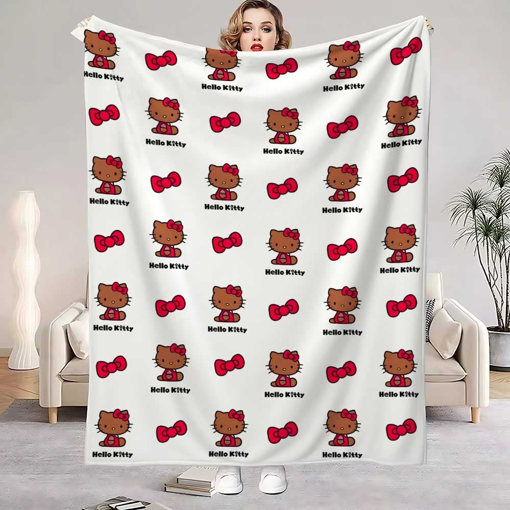 Manta Kawaii Hellos Cat para Joelhos, para Sala de Estar, Decorativa para Cama, Decoração de Quarto, Colcha para Casa, Manta para Sofá, Inverno
