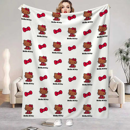 Manta Kawaii Hellos Cat para Joelhos, para Sala de Estar, Decorativa para Cama, Decoração de Quarto, Colcha para Casa, Manta para Sofá, Inverno