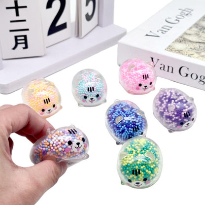 Colorful Bead Filled Bear Squishy Toy Squeeze Fidget Toy Sensory Stress Relief Toy Kids Adults Party Bag Fillers Birthday Gift
