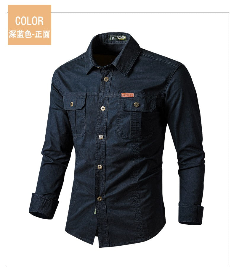 Mens Katoen Militaire Shirts Mannen Lange Mouwen Casual Dress Shirt Mannelijke Cargo Werk Shirts Heren Werken Shirts