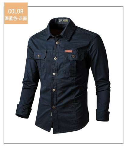 Mens Katoen Militaire Shirts Mannen Lange Mouwen Casual Dress Shirt Mannelijke Cargo Werk Shirts Heren Werken Shirts