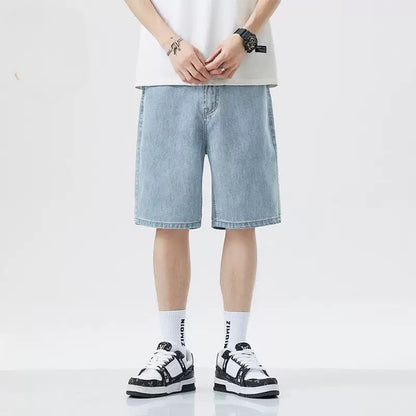 Summer men's seven inch jeans fashion design men's jeans slim fit straight leg short jeans casual loose wide leg denim shorts