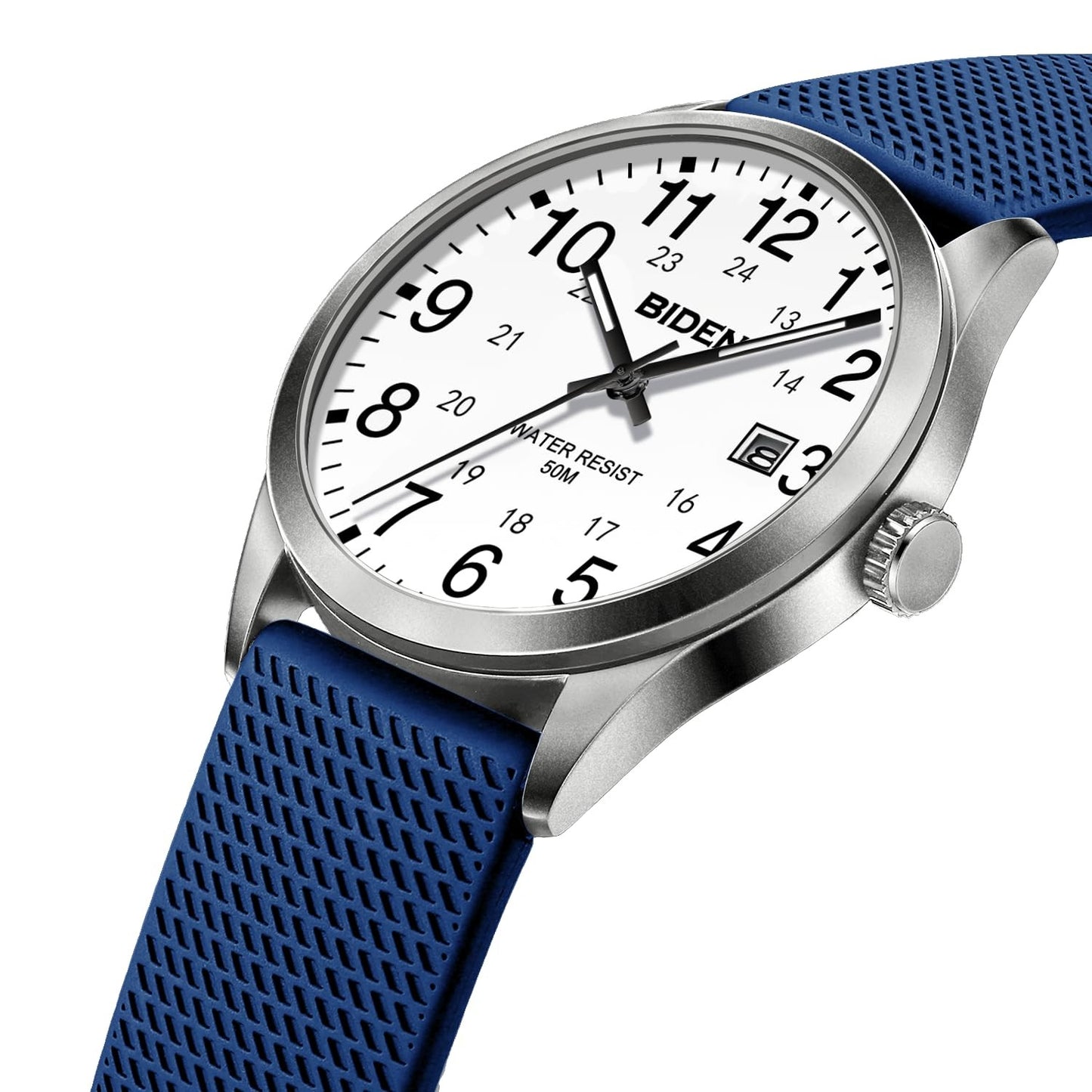 BIDEN Men's Watch Simulated Quartz Sports Men's and Women's Watch 30 Waterproof Second Hand Luminous Easy to Read Dial