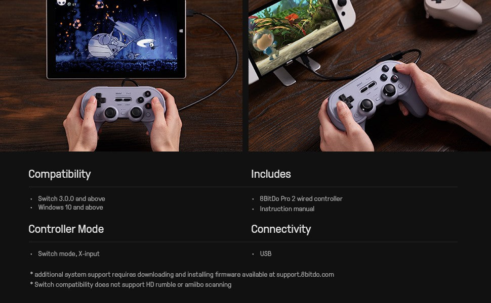 8BitDo Pro 2 Wired Gamepad USB Controller for Nintendo Switch Windows Steam Raspberry Pi NS Switch Game Control