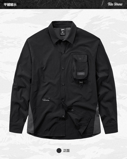 Tactical Function Style Multi-pocket Patchwork Design Sense Cargo Shirts Mens Clothing Y2K High Street Long Sleeve Techwear Tops