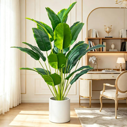 67-112cm Large Artificial Plants Bird of Paradise Tree Tropical Fake Banana Leaves Plastic Palm Plants for Home Garden Decor