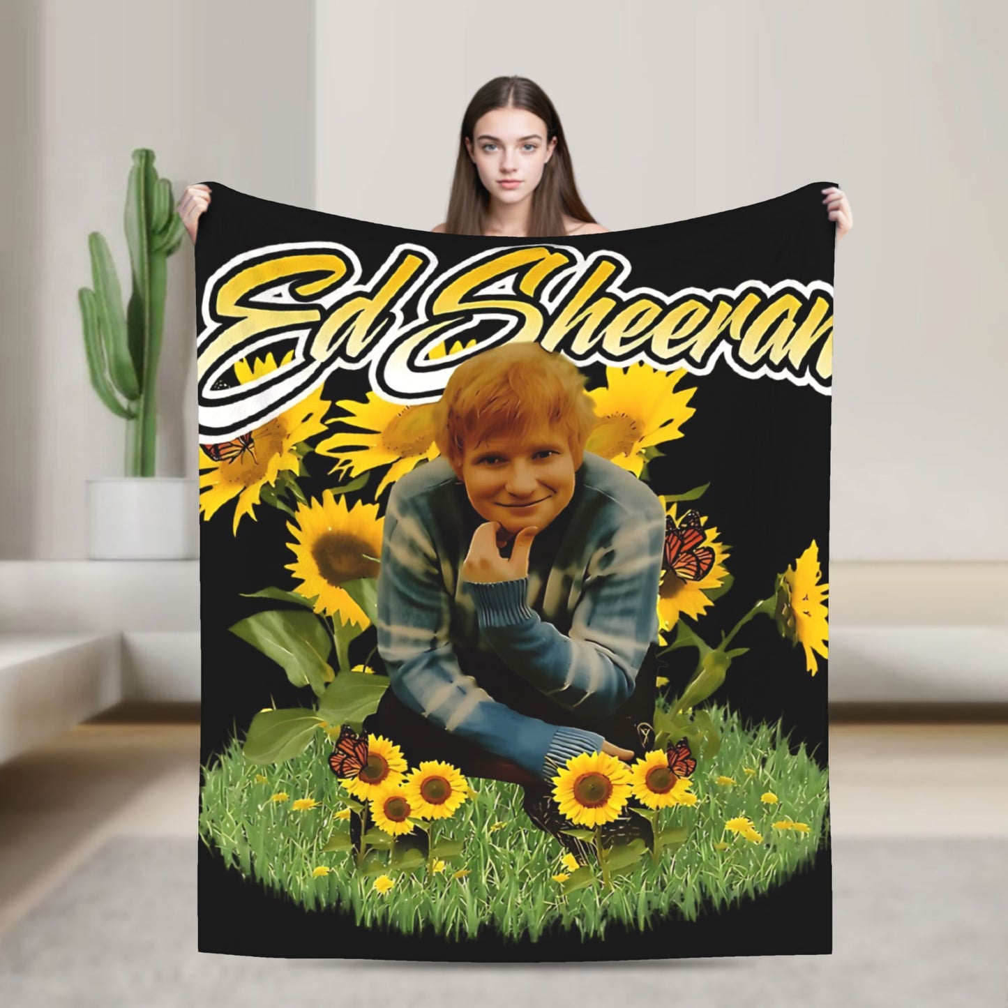 Manta de Viagem Ed Sheeran Cobertor de Lã para Decoração de Casa Macio Quente Colcha Personalizada de Qualidade Presente de Aniversário