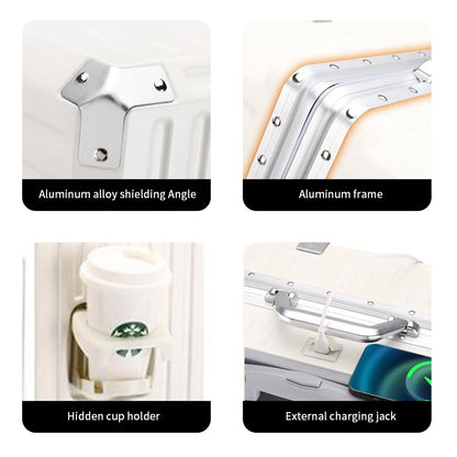 Mala de Viagem com Rodas 20 24 26 28 Polegadas Estrutura de Alumínio Mala de Viagem com Rodas USB com Rodas Cadeado de Combinação Bagagem de Mão