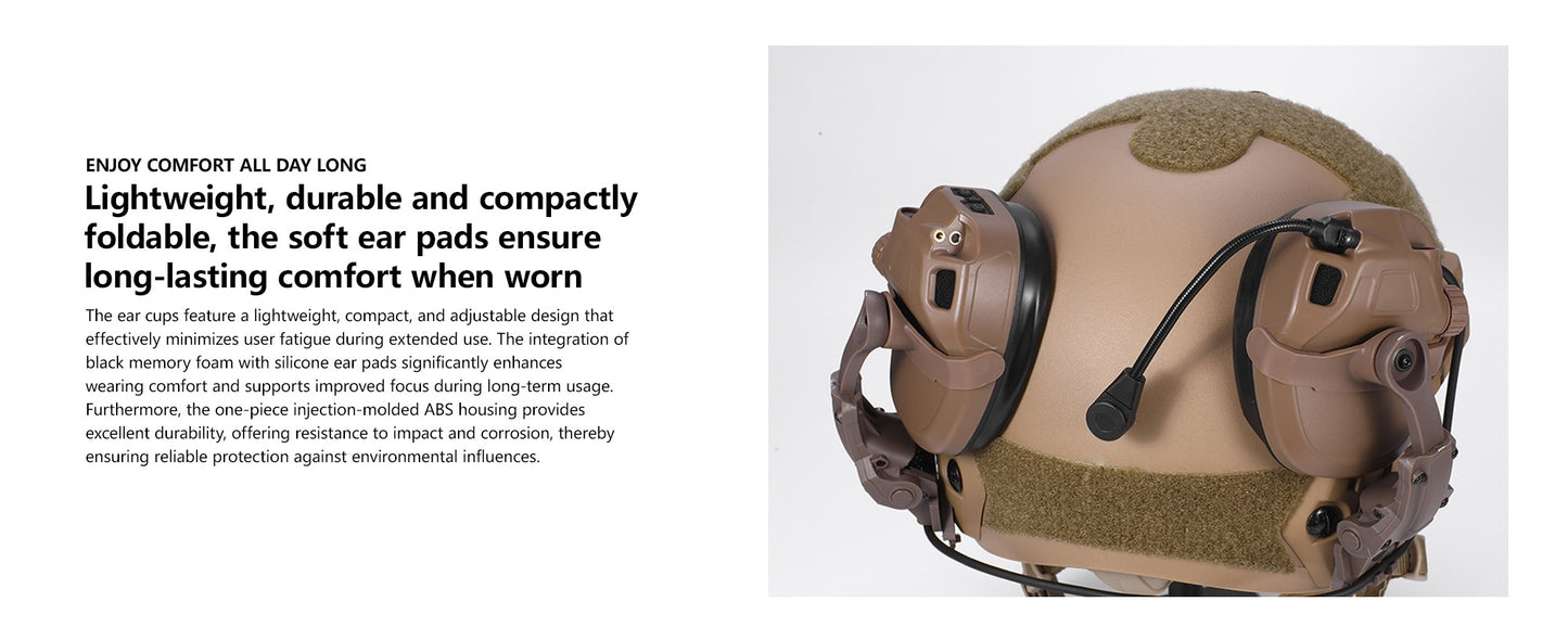 GEN 6 Tactical Headset Hunting Shooting Noise Reduction Headset for OPS Core ARC and Wendy M-LOK Helmet Head Mounted 2 in 1