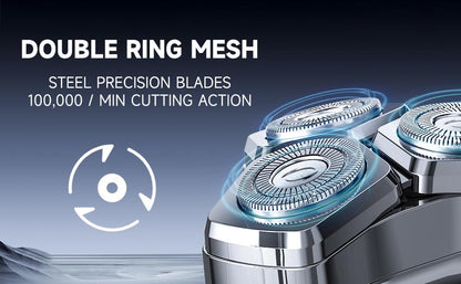 Electric Razor for Men Electric Shaver 3 Blade Rotary Shaving Machine Kit with Replacement Brush Trimmer Head