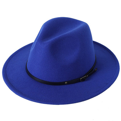 Fedora hat jazz hat men and women classic black leather belt Fedora Panama women autumn and winter Panama hat wholesale