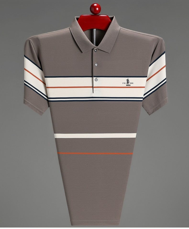 Luxury men's short sleeved polo shirt summer fashion hot selling striped top badge original design golf casual business T-shirt