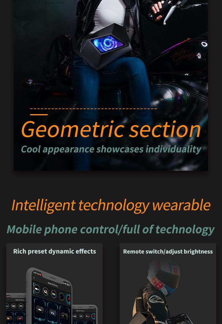 LOY Evil Eye Named Black Crossbody Bag with LED Screen Fashionable Tech-Integrated Stylish Shoulder Bag