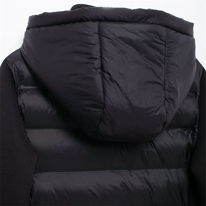 UNIZERA slim fit zipper hooded short warm jacket autumn and winter new product long sleeved solid color women's cotton jacket