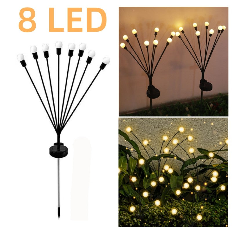 6/8/10 LED Solar Powered Garden Lights Firefly Lights Outdoor Waterproof Vibrant Swaying Lights for Patio Pathway Decoration