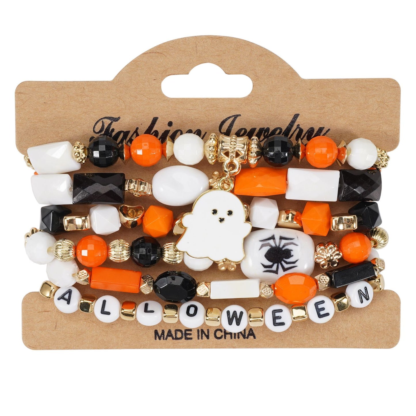 1/2pcs Halloween Bracelet Artificial Crystal Soft Ceramic Bead Bracelet Pumpkin Ghost Bat Hat Pendant Party Bracelet
