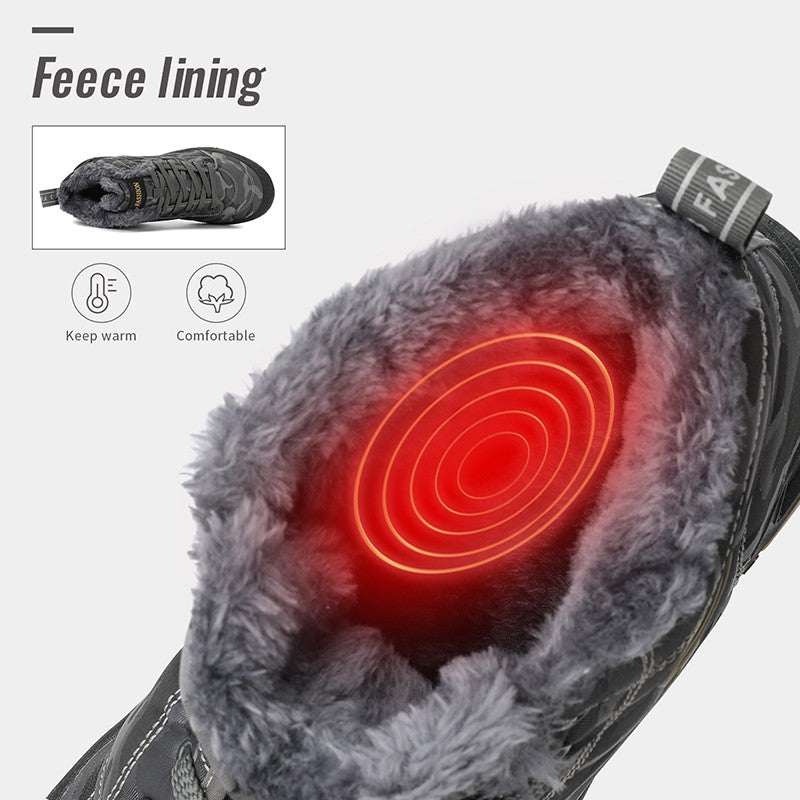 Botas de Neve Masculinas de Inverno Super Quentes Botas de Caminhada Masculinas Impermeáveis Botas Masculinas de Exterior Tênis Antiderrapantes de Borracha Botas Masculinas de Trabalho de Cano Curto