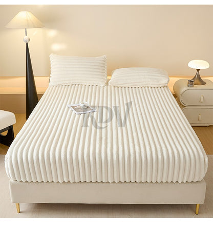 Solid Color Thick Faux Rabbit Fur Mattress Cover Autumn Winter Warm Velvet Mattress Protector Fluffy Soft Plush Fitted Bed Sheet