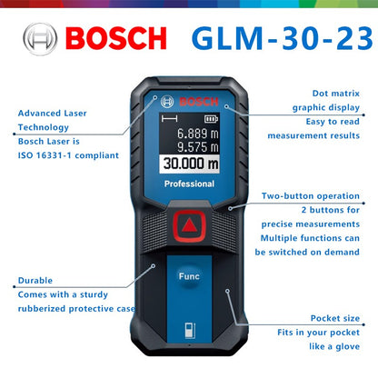 Medidor de Distância a Laser BOSCH GLM 30-23 Original Botão Duplo Alta Precisão Leve Tela Moderna Medição Sem Bateria
