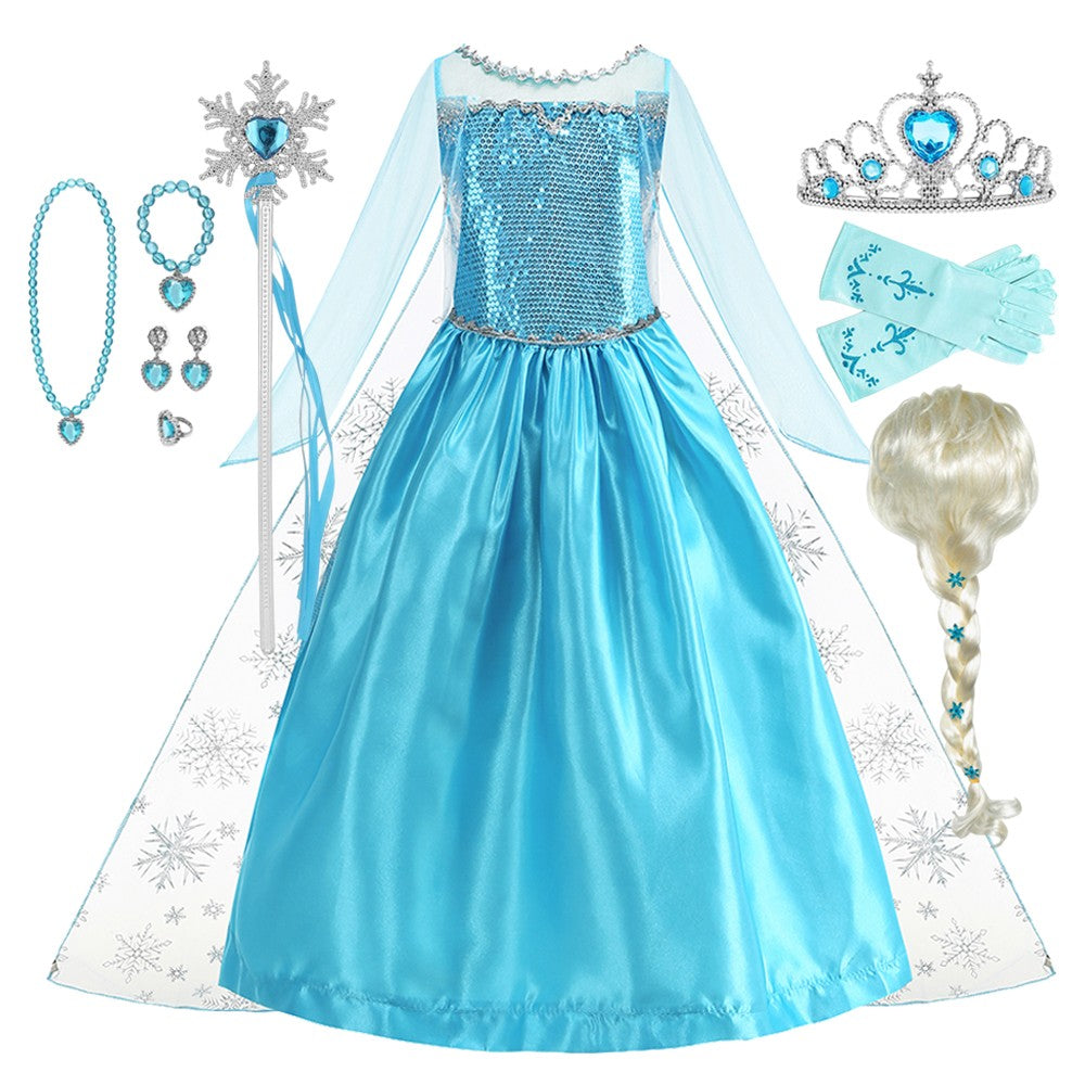 2026 Vestidos Snow Queen Princess Dress Girls Costume Halloween Kids Role-play Carnival Children Birthday Party Dress