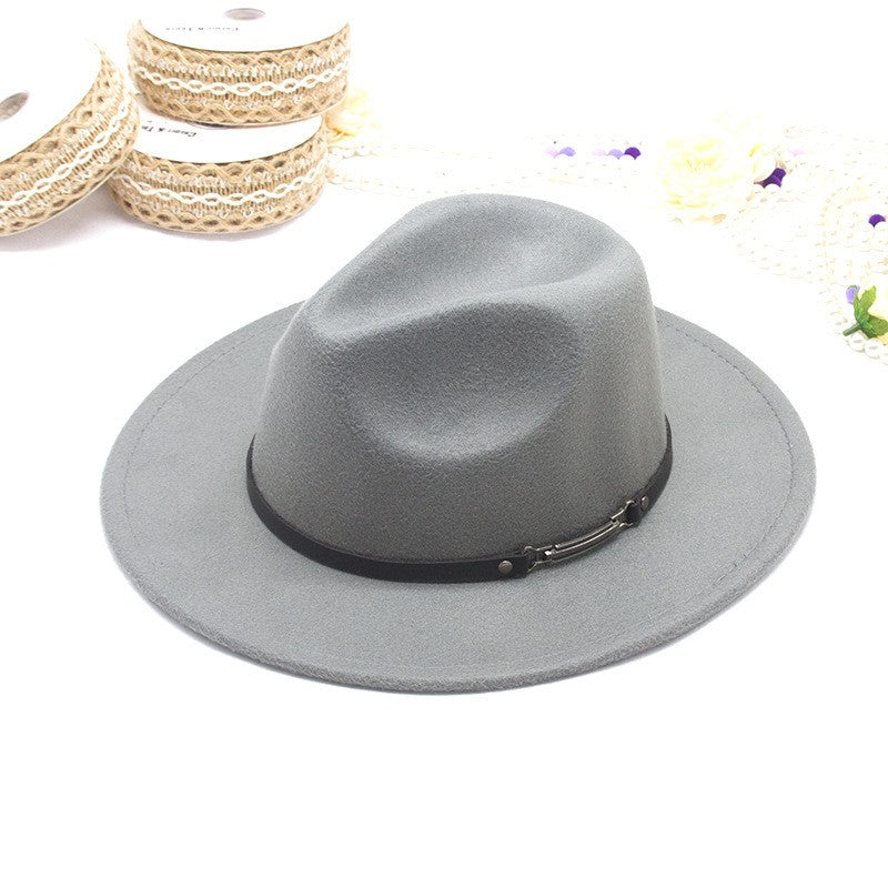 Men's fedora hat Men's and women's universal solid color fedora hat Women's 10 color wide brim jazz hat Autumn and winter Britis