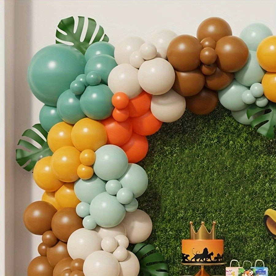 128Pcs Forest Balloon Garland Arch Kit Brown Orange Sage Green Latxe Balloons for Jungle Baby Shower Birthday Party Decor Gifts