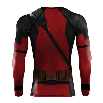 Halloween T-Shirt Red Shirt Men Tanks Halloween Cosplay Costume Hero Long Sleeved Tees Tanks Men Top Carnival Party Outfit
