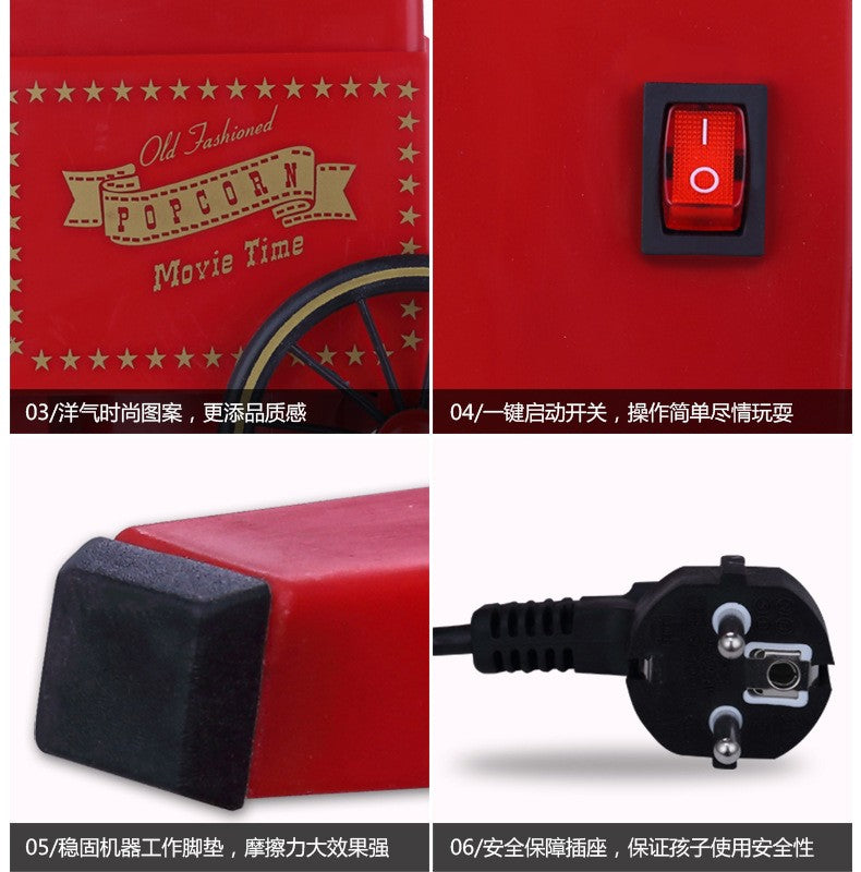 110-220V Electric Popcorn Maker Home Corn Popcorn Making Machine Fully Automatic Trolley Corn Popper DIY Creativity for Children