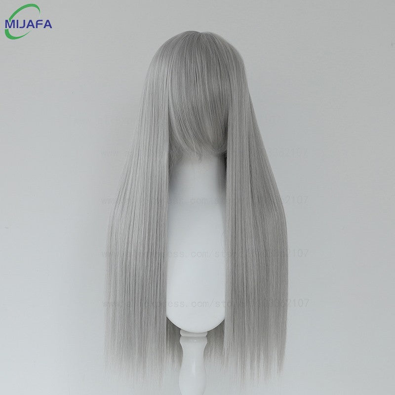 Peruca de Cosplay Longa e Lisa de Altíssima Qualidade, 400g, 48 Cores, 60cm, com Franja, Resistente ao Calor, Perucas Anime + Touca de Peruca