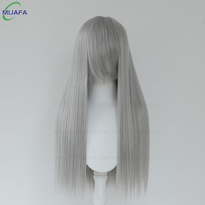 Peruca de Cosplay Longa e Lisa de Altíssima Qualidade, 400g, 48 Cores, 60cm, com Franja, Resistente ao Calor, Perucas Anime + Touca de Peruca