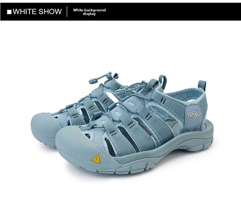 2025 Summer Men's Sandals Thick soled Baotou beach shoes Outdoor oversized casual Shoes Male lightweight hollow sandals Homme