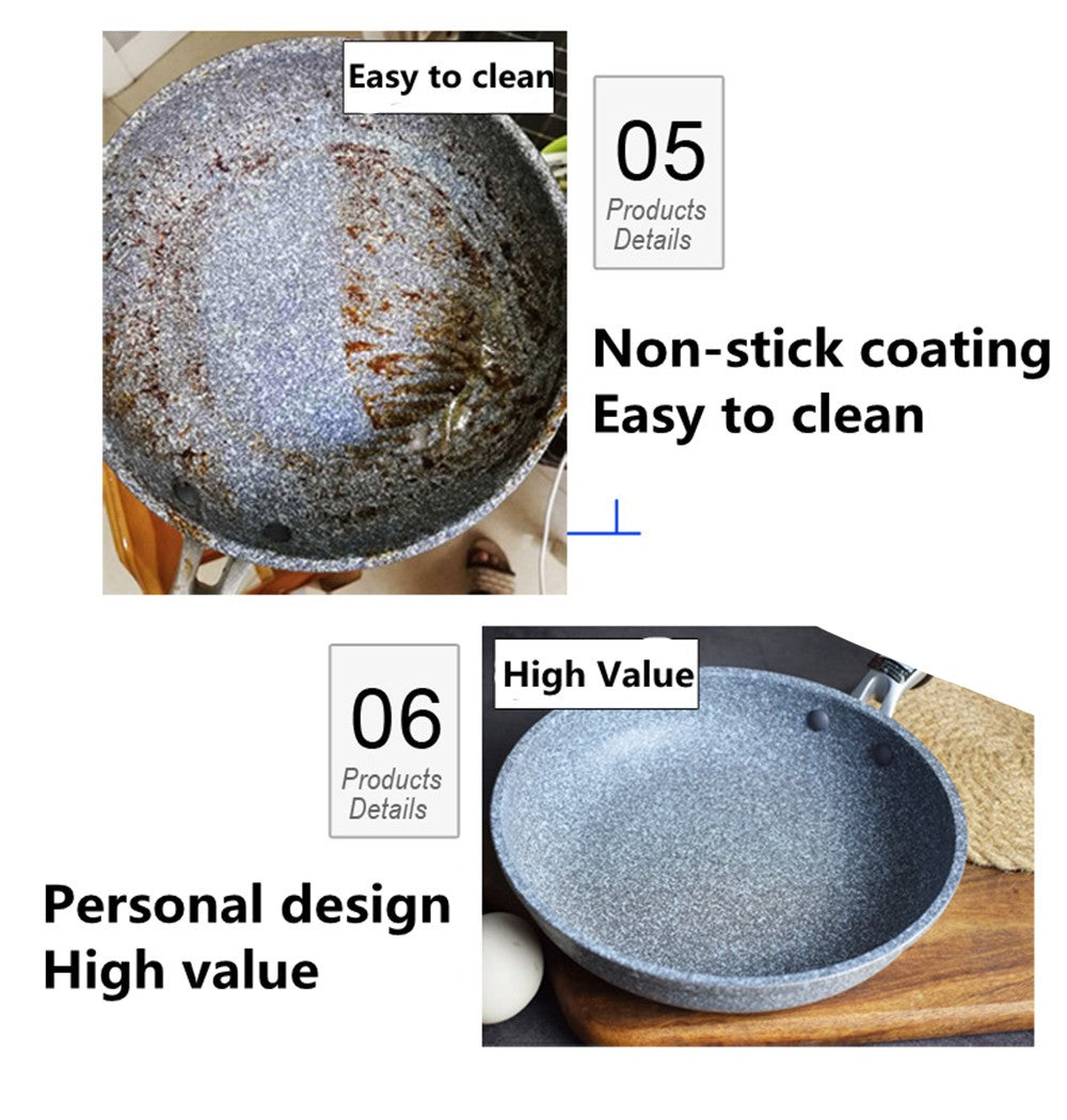 Panela Wok de Pedra Durável Antiaderente Cerâmica para Fritar Panela de Indução Frigideira para Bife Fogão a Gás Ferramenta Utensílio de Cozinha para Conjunto