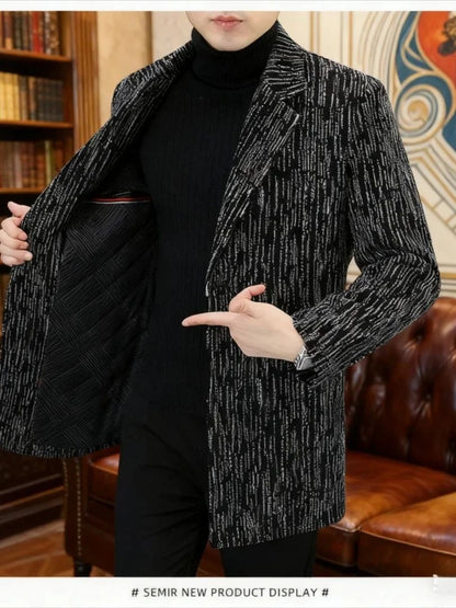 Men's Mid-Length Wool Overcoat - Heavy Blend Winter Trench Coat for Modern Style Wool Overcoat