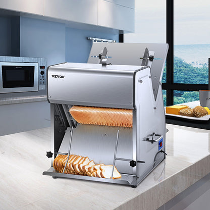 SucceBuy Commercial Bread Slicer Stainless Steel 12mm Blades Electric Bread Cutting Machine Kitchen Appliance Toast Processor