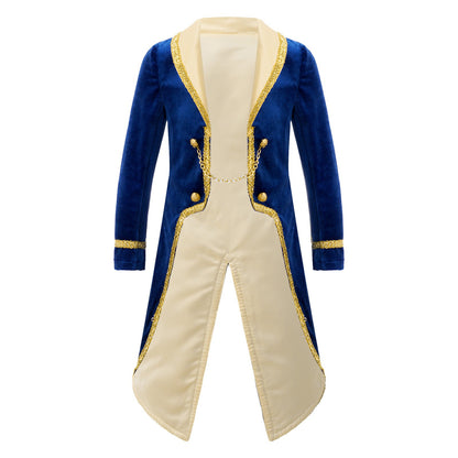 Boys Girls Prince Tuxedo Jacket Turn-Down Collar Coat Halloween Masquerade Theme Party Cosplay Costume Birthday Party Tailcoat