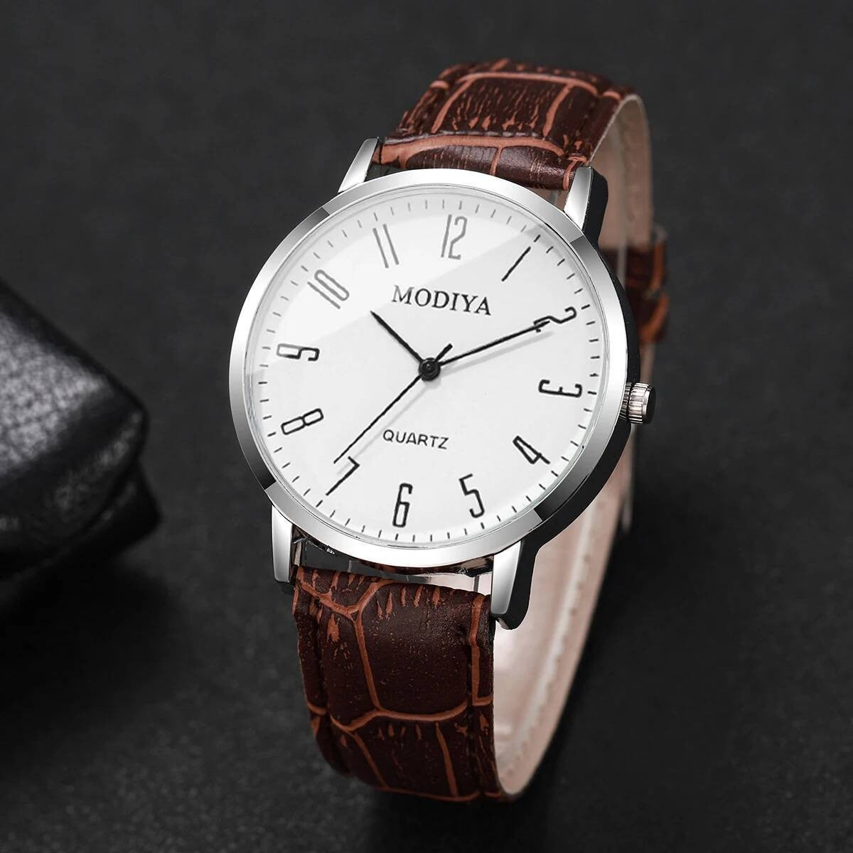 3PCS/Set Fashio Arabic Dial Men Business Watches Casual Leather Strap Quartz Wristwatches Reloj Hombre?Without Box?
