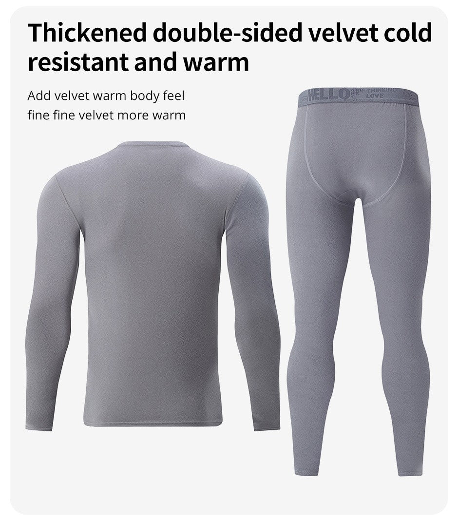 4-Piece /2-Piece Men's Long-sleeved Trousers In Autumn And Winter Thermal Underwear Casual Joker Sports Fitness Solid Color Suit