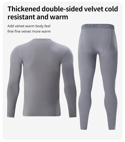 4-Piece /2-Piece Men's Long-sleeved Trousers In Autumn And Winter Thermal Underwear Casual Joker Sports Fitness Solid Color Suit