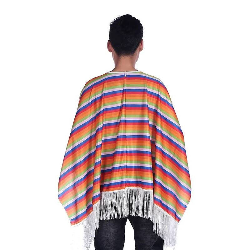 Mexican Shawl Halloween Cloak Cosplay Dance Party Mexican Hat Adult Ribbon Cloak Adult Kids Funny Costume Halloween Cosplay