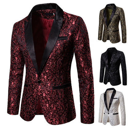 Men's Floral Party Dress Suit Stylish Dinner Jacket Bartender Wedding Blazer Holiday Gifts Prom Tuxedo Men's Coat Jacket
