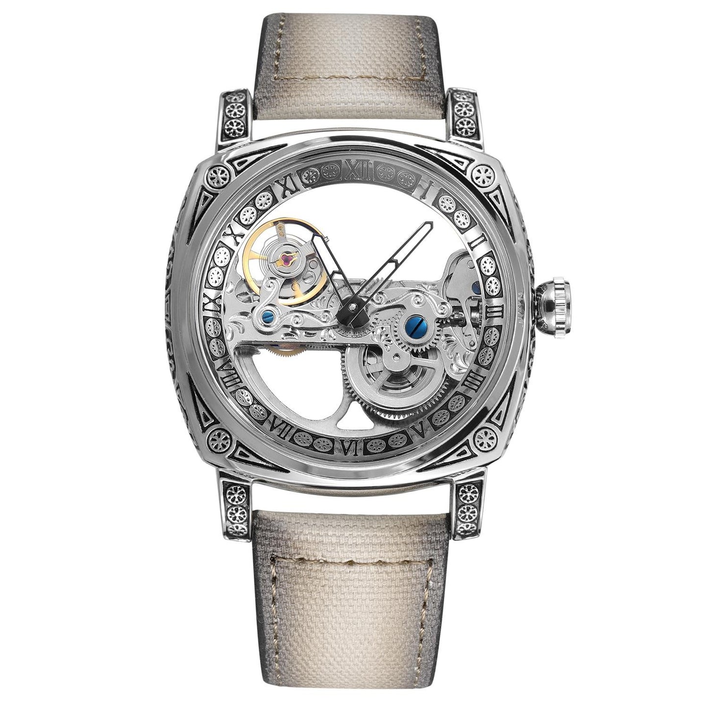 FORSINING High-end Luxury Gold Skeleton Mechanical Man Watch Automatic Movement Clock Stainless Steel Male Bronze Wrist Watches