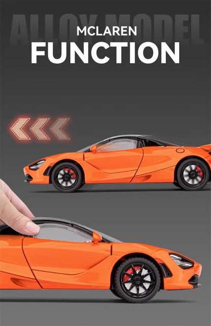 Mclaren 720s 1:24 Super Carro Esportivo Som e Luz Miniaturas Liga Fundido Modelo de Carro Presentes Para Namorado Brinquedos Para Crianças Presente Metal