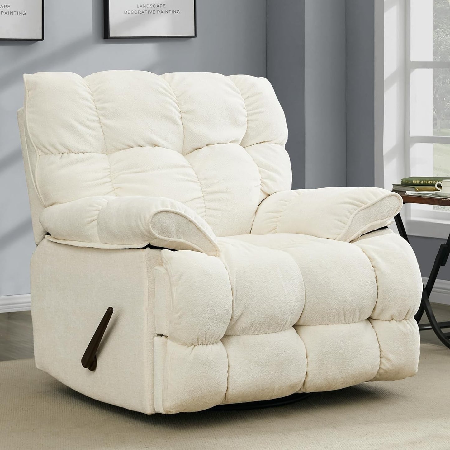 Oversized Rocker Recliner Chair,Power Swivel Recliner for Living Room,Overstuffed Extra Wide Rocking Recliners with Padded Lumba