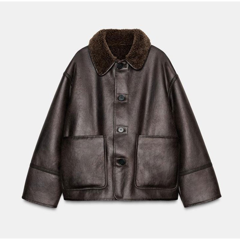 ? Fashion Double Sided Solid Jacket Women Lapel Collar Single Breasted Long Sleeve Coats 2025 Autumn New Lady Utility Outerwear