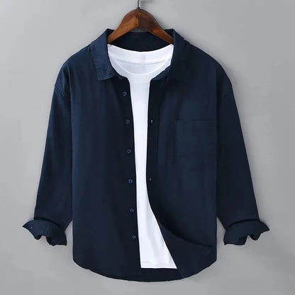 2025 Men's Linen Shirt 100% Slim Fit Comfortable Street Outdoor Beach Simple White Black Blue Plus Size XS-6XL Fast Shipping