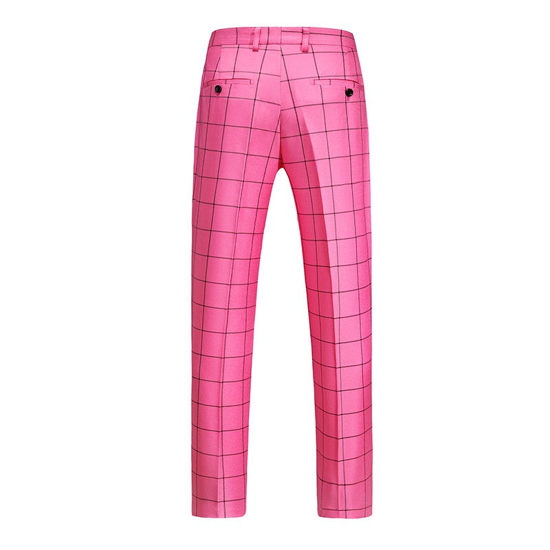 Fashion Male Business Social Suit Pants Black / Blue / Burgundy Men Wedding Plaid Dress Trousers