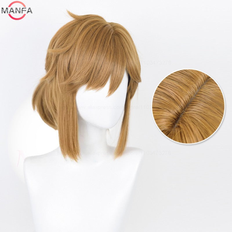 Peruca de Cosplay Link de Alta Qualidade Peruca Loiro Marrom Cosplay Anime Perucas Sintéticas Resistentes ao Calor Perucas de Halloween