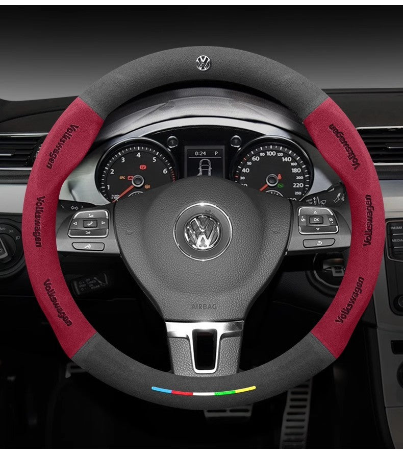 Car Suede Anti-Slip Steering Wheel Cover For Volkswagen Passat Golf 5 GTI Beetle Tiguan Touareg Polo T-ROC T-Cross Magotan Jeeta