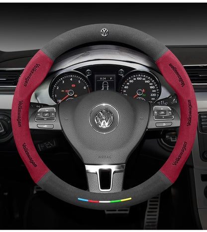 Car Suede Anti-Slip Steering Wheel Cover For Volkswagen Passat Golf 5 GTI Beetle Tiguan Touareg Polo T-ROC T-Cross Magotan Jeeta